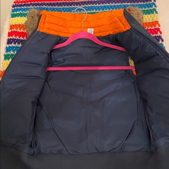 Delias Ski Vest 70s/Retro/Vintage/fur hood/small/orange/navy/classic/Y2K 90s - Picture 7 of 8
